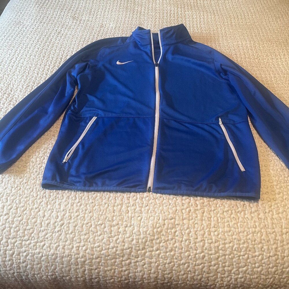 Men's Nike Dri Fit Full Zip Warm Up Shirt/Jacket- Sz Large- Electric Blue Color
